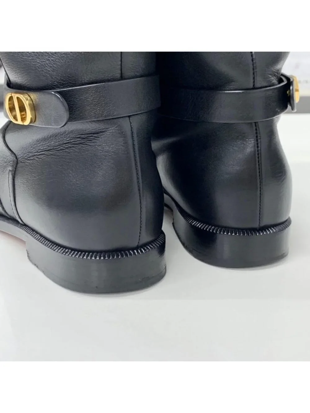 Dior Logo Leather Long Boots Black